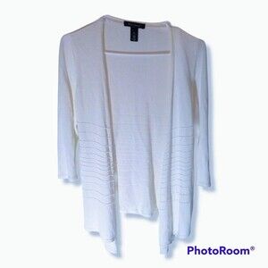 White House Black Market X-Small Cascade Open Front Cardigan-Waterfall-White
